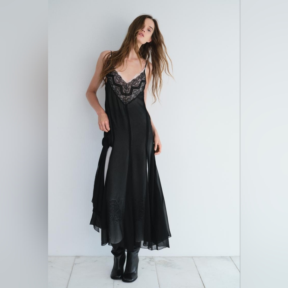 Zara Lace-Trim Slip Dress